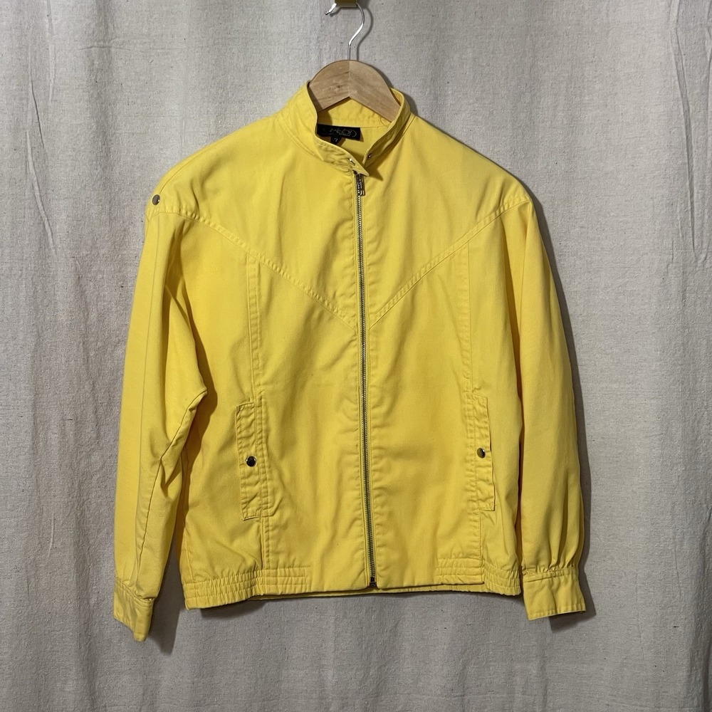 Vntg Yellow Arnold Palmer Wind Breaker‎ Track Eisenhower Jacket 60s 70s Unisex